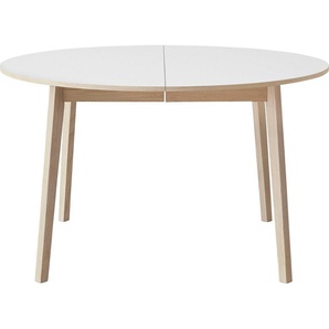 Hammel Furniture Esstisch Basic by Hammel Single, Ø130/228 cm, Gestell aus Massivholz, inklusive 2 Einlegeplatten