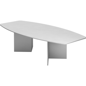 bümö® Konferenztisch KT28-Serie für 10 Personen, Tischplatte 280 x 130 cm in weiß, Gestell mit Holzuntergestell