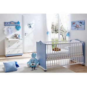 Babyzimmer Set für Jungen Hellblau Weiß (dreiteilig)