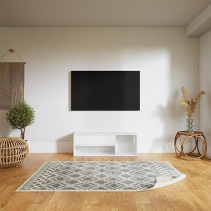 Lowboard Weiß - Designer-TV-Board: Schubladen in Weiß - Hochwertige Materialien - 115 x 41 x 34 cm, Komplett anpassbar