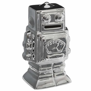 Dekorative Sparbüchse in Form eines Roboters aus Metall, silber, Atmosphera Créateur dintérieur