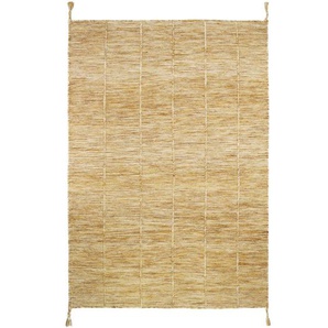 Handgewebter Teppich „Lhena Jaune Brun L“, Wolle und Baumwolle, 140 x 200 cm, von Nattiot