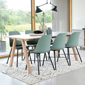 Tischgruppe in Mintgrün und Weiß Skandi Design (siebenteilig)