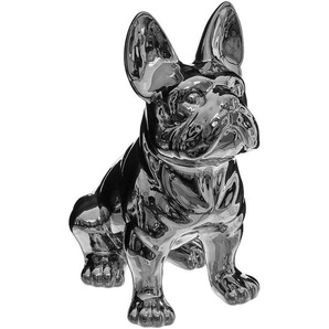 Figur Bulldogge, Keramik Silber, H.12 cm Unisex