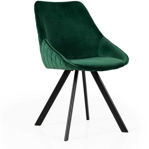 Esstisch Stühle in Grün Velours Metallgestell (2er Set)