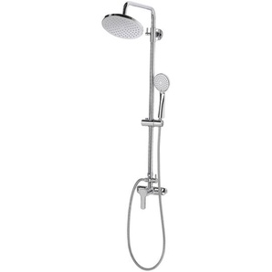 Duschsystem glänzendes Silber verchromt mit Kopfbrause und Handbrause Regendusche Edelstahl Wandmontage Elegant Trendig Modernes Design