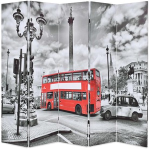 Raumteiler klappbar 200 x 170 cm London Bus Schwarz-Weiß