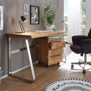 MCA furniture Schreibtisch Beno, 140 cm Breite mit Gestell in Edelstahloptik B/H/T: x 75 60 braun Schreibtische Bürotische und Büromöbel