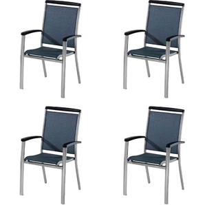 Gartenstuhl SIEGER Royal Stühle Gr. B/H/T: 71 cm x 97 cm x 60 cm, 4 St., Aluminium, grau (silber, graphit, silber) Gartenstuhl Gartenstühle Stühle 4er Set