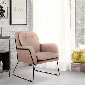 Sessel INOSIGN Flin Gr. Struktur fein, Füße schwarz, B/H/T: 69 cm x 86 cm x 75 cm, rosa (rosé) Einzelsessel Sessel mit Knöpfen und Kissenoptik im Rücken
