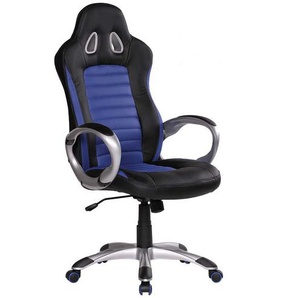 Gamer Stuhl mit Racing Rückenlehne Blau und Schwarz