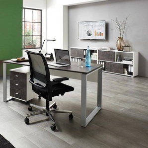 Büromöbel Set MERIDA-01, Weiß / Basalto-Dunkel, 4-teilig