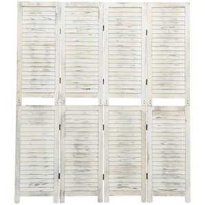 4-Paneel Raumteiler Antik-Weiß 140x165 cm Holz