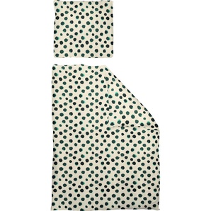 Bettwäsche ADAM Leinenbettwäsche Dots Gr. B/L: 135 cm x 220 cm (1 St.), B/L: 80 cm x 80 cm (1 St.), Jacquard, grün (dunkelgrün) Bettwäsche nach Größe nachhaltig aus Bio-Baumwolle