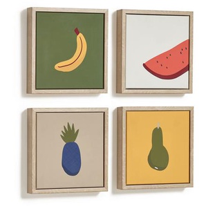 Kave Home - Bogumila Set aus 4 Bildern mit Früchten mehrfärbig 20 x 20 cm