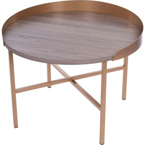 Couchtisch HOME AFFAIRE Tische B/H: 60 cm x 40 cm, braun Couchtische rund oval Couchtisch Rund, natur belassender Tischplatte, 4 Bein Gestell