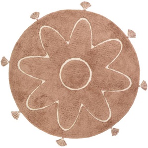 Wunderschöner Teppich YVA, mandelfarben, 100% Baumwolle, 110 cm Durchmesser, von Nattiot