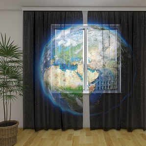 Gardinen & Vorhänge aus Chiffon transparent. Fotogardinen 3D Planet Earth