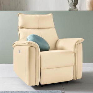 Relaxsessel PLACES OF STYLE Zola Sessel Gr. Kunstleder, beige (creme) Sessel elektischer Relaxfunktion und USB-Steckeranschluss, Breite 87 cm
