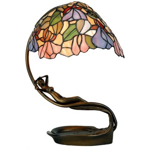 LumiLamp Tiffany Tischlampe 28*20*40 cm  Lila Rosa Glas Schreibtischlampe Tiffany Tiffany Lampe