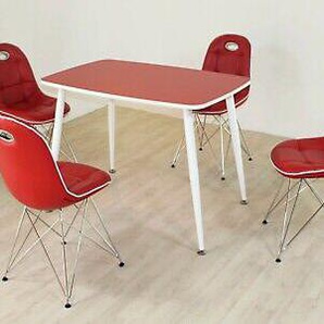 Tischgruppe Rot/weiß Essgruppe Esszimmergruppe Schalenstuhl Modern Design C6