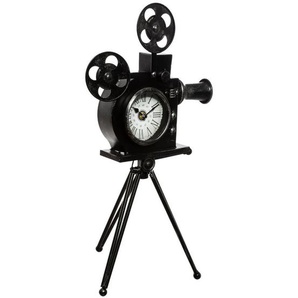 Deko-Uhr mit Dreibein KAMERA, H. 51,5 cm, schwarz