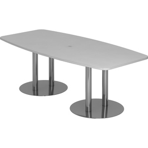 bümö® Konferenztisch KT22-Serie für 8 Personen, Tischplatte 220 x 103 cm in Ahorn, Gestell mit Chromsäulen