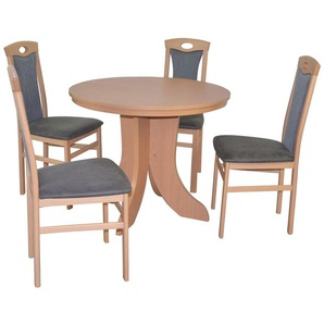 Tischgruppe 2450-4581, 5-teilig, Natur / Anthrazit, 1 Tisch Und 4 Stühle