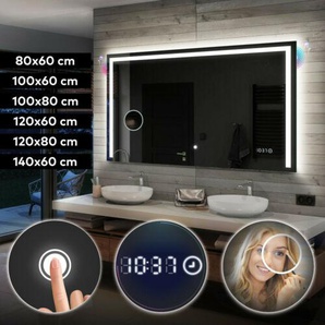 Badspiegel Mit Led Beleuchtung Lichtspiegel Wandspiegel Bt Audio Uhr Schalter 11