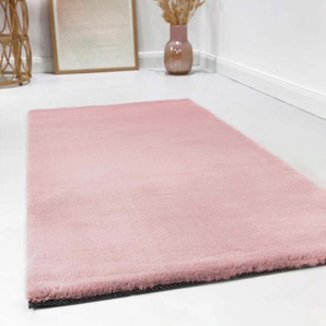 Hochflor-Teppich ESPRIT Alice Teppiche B/L: 200 cm x 200 cm, 25 mm, 1 St., rosa Designer-Teppich Shaggyteppich Teppich Wohnzimmerteppiche Teppiche Kunstfell, Kaninchenfell-Haptik, besonders weich, ideale für Wohnzimmer & Schlafzimmer