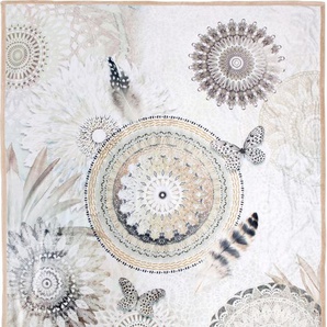 Plaid HIP Kaskae Wohndecken Gr. B/L: 130 cm x 160 cm, beige (sand, natur) Kunstfaserdecken mit Mandala, Kuscheldecke