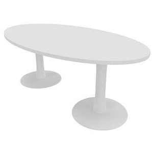 Quadrifoglio Konferenztisch Idea+ weiß oval, Säulenfuß weiß, 200,0 x 110,0 x 74,0 cm