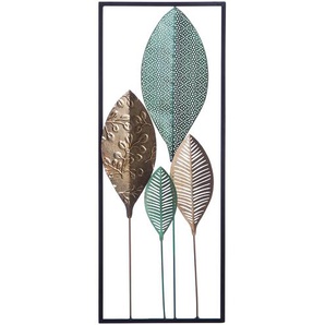 Wanddekoration grün/gold/schwarz 29 x 75 cm Blätter Kombination Rechteckig Modern