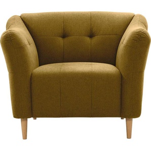 Sessel EXXPO - SOFA FASHION Gr. Samtvelours, B/H/T: 108 cm x 82 cm x 90 cm, gelb (mustard) Einzelsessel Sessel mit Holzfüßen, frei im Raum stellbar