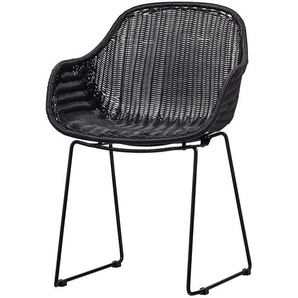 In- und Outdoor Stühle Schwarz aus Kunstrattan Gestell aus Metall