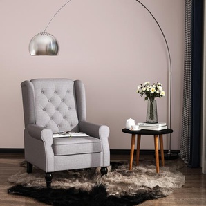 HOMCOM Einzelsofa Relaxsessel Einzelstuhl mit Tufting Holzfüße Polyester Grau 76 x 86 x 108 cm
