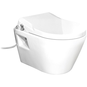 Tiefspül-WC SCHÜTTE MANETTI WCs weiß WC-Becken mit Bidetfunktion und Ladydusche, Absenkautomatik, Schnellverschluss