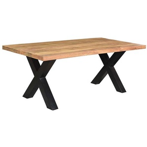 Esszimmertisch aus Mangobaum Massivholz und Metall Loft Design