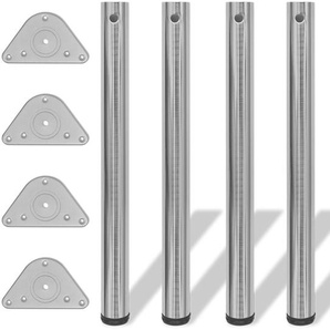 4x höhenverstellbares Tischbein gebürstetes Nickel 60x710 mm (DurchmesserxHöhe)