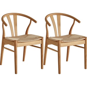 Hammel Furniture Holzstuhl Findahl by Hammel City (Set, 2 St), Massivholz, mit Flechtsitz, versch. Farbvarianten