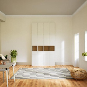 Schrankwand Weiß - Moderne Wohnwand: Schubladen in Weiß & Türen in Weiß - Hochwertige Materialien - 156 x 291 x 34 cm, Konfigurator