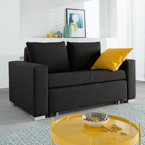 mooved Schlafsofa Latina 2-Sitzer Schwarz Webstoff 150x90x90 cm (BxHxT) mit Schlaffunktion/Bettkasten Modern