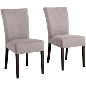 Stuhl HOME AFFAIRE Queen Stühle Gr. B/H/T: 46 cm x 93 cm x 64 cm, 2 St., Luxus-Microfaser Lederoptik, grau Holzstühle Stühle Beine aus massiver Buche, wengefarben lackiert
