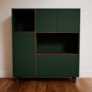 Aktenschrank Waldgrün - Büroschrank: Schubladen in Waldgrün & Türen in Waldgrün - Hochwertige Materialien - 115 x 129 x 34 cm, Modular