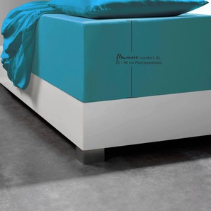 Spannbettlaken FLEURESSE Comfort XL Bettlaken B/L: 140-160 cm x 200-220 cm (1 St.), Mako-Jersey, 40 cm, blau Bettlaken Betttücher Laken mit Elasthan für besonders hohe Matratzen