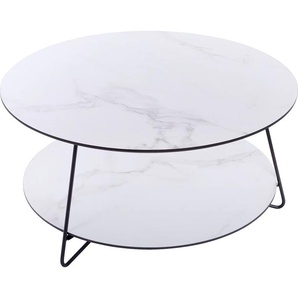 Couchtisch HOME AFFAIRE Tische B/H: 80 cm x 40 cm, grau Couchtische rund oval Couchtisch Rund, mit grau, weiß in Marmor Optik lackierter Tischplatte