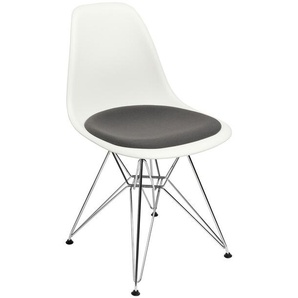 Vitra Stuhl Eames Plastic Side Chair  83x46.5x55 cm weiß, Gestell: verchromt, Designer Charles & Ray Eames
