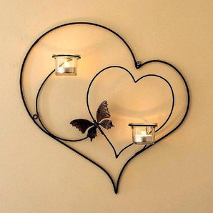 Wandteelichthalter Herz 39 cm Teelichthalter Metall Wandleuchter Kerzenhalter