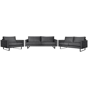 ars manufacti Polstergarnitur Liel II Anthrazit Samt 222x84x94 cm