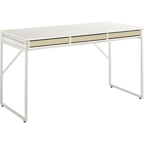 Schreibtisch HAMMEL FURNITURE Mistral Tische Gr. B/H/T: 137,4 cm x 75 cm x 60 cm, beige Büromöbel-Serien Tisch mit weißem Metallgestell und drei Schubladen, Breite: 137,4 cm